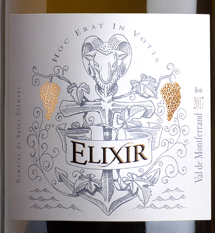 Création de l'etiquette de vin illustrée d'armoiries et blason du Domaine de Saint Clément