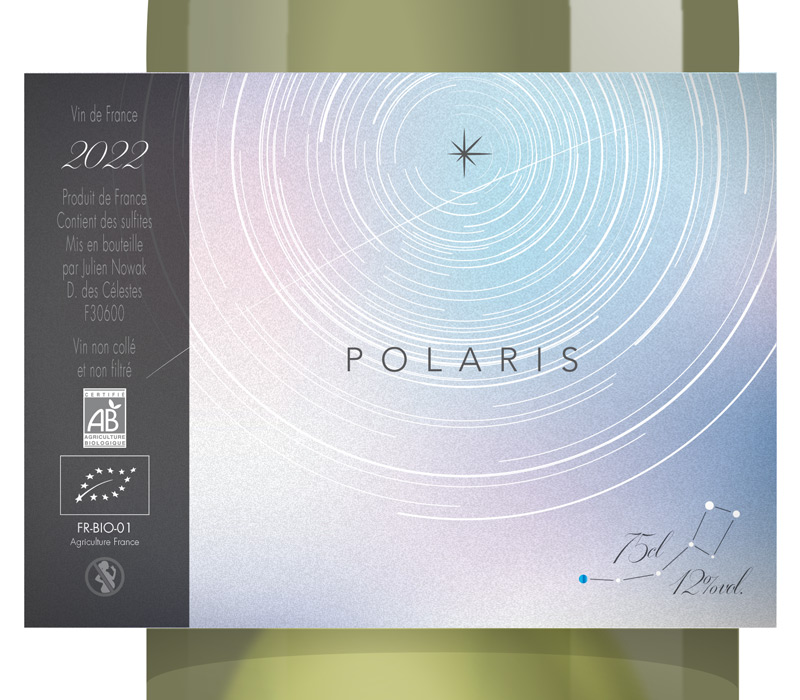 Création de l'étiquette de vin moderne d'un domaine en biodynamie : Polaris