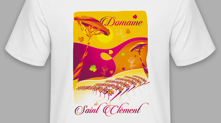 Création d'une illustration de t-shirt d'un domaine de vin