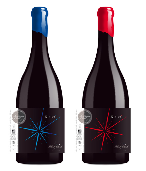 Design de la gamme de vin du Domaine des Célestes avec l'étoile Sirius
