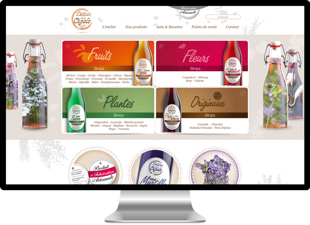 Webdesign écran large du site web d'un artisan fabricant de sirop
